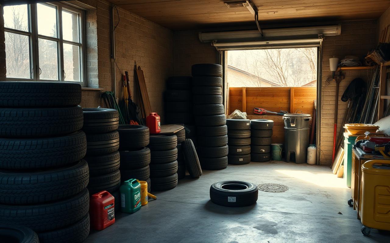 Garage entrümpeln in Essen: Sperrmüll, Altöl & Reifen